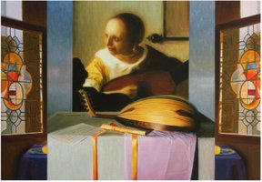 "The lute's player" - Oil on canvas - 46x65cm